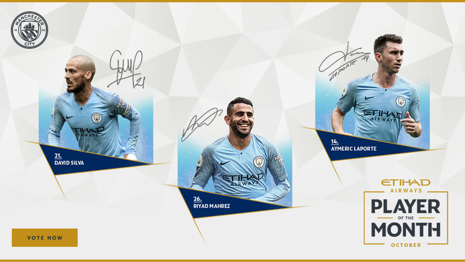 Mahrez, Laporte and Silva up for Etihad vote