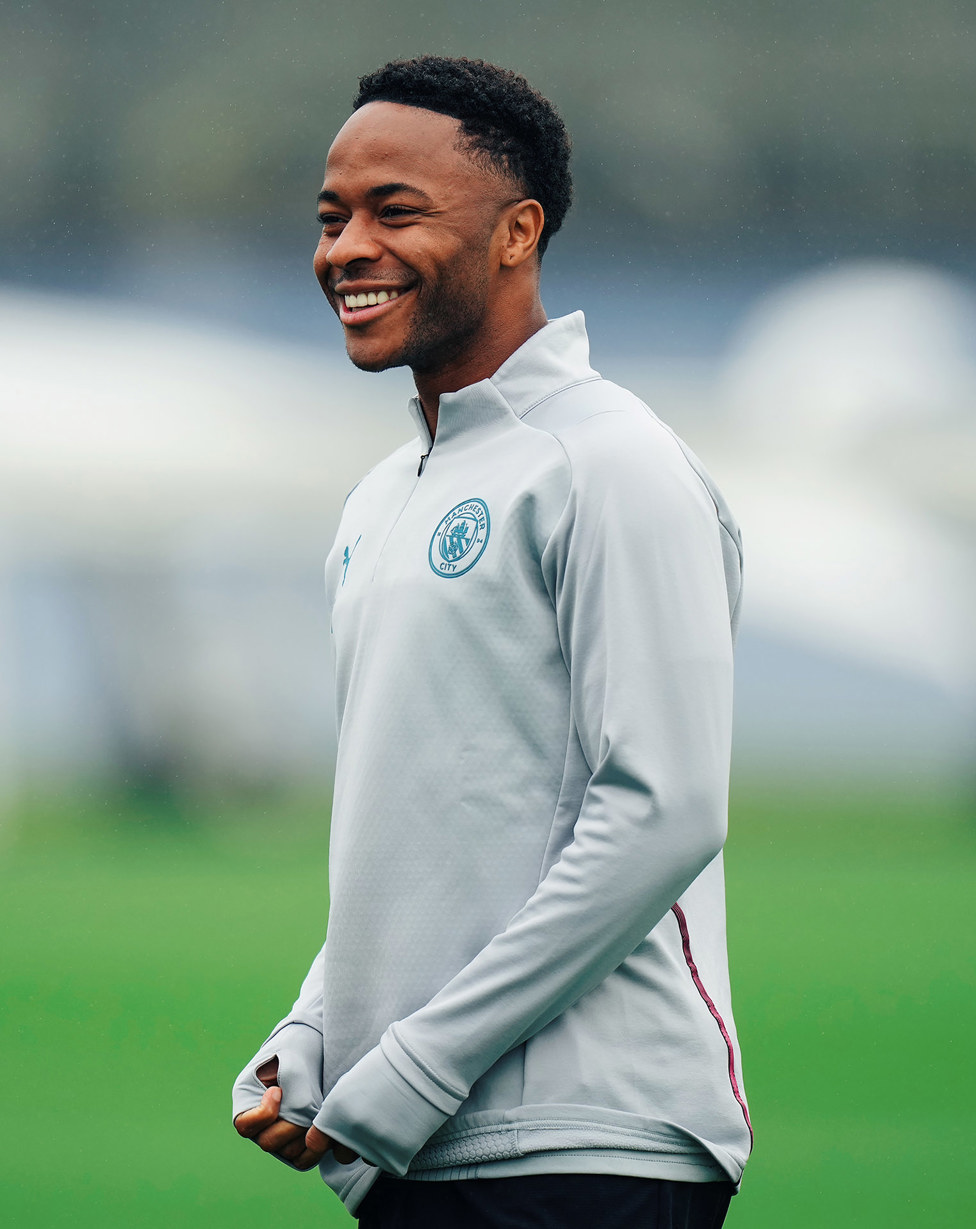 RAZZMATAZZ : Raheem Sterling during today's session