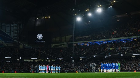 Two football teams lined up for a moment of silence in memoriam at Manchester City's stadium.