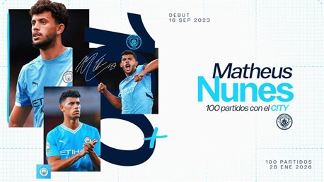 Nunes alcanza los 100 encuentros con el City