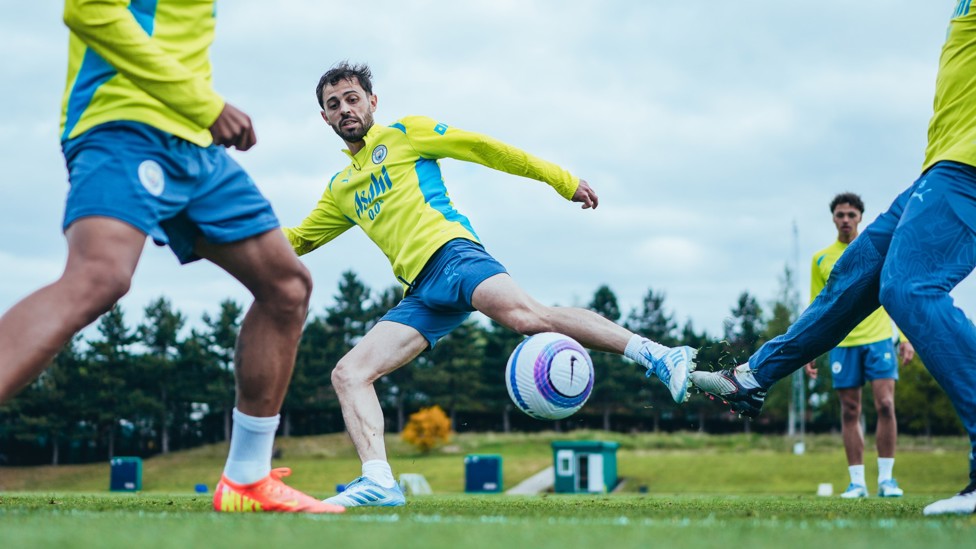 SILVA LINING : Bernardo Silva in the thick of the action at the CFA