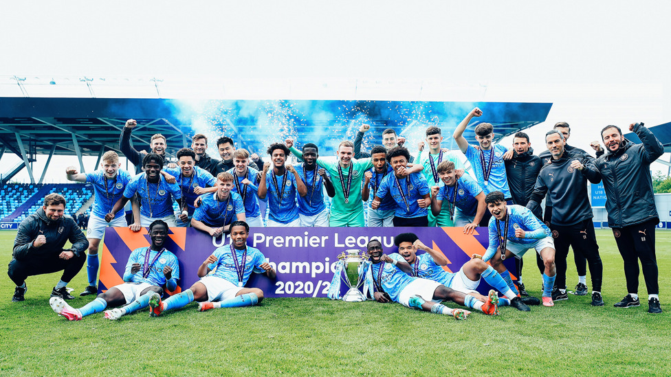 NATIONAL CHAMPIONS : Carlos Vicens’ U18s beat Fulham 3-1 at the Academy Stadium to be crowned outright Premier League U18 winners, 22nd May.