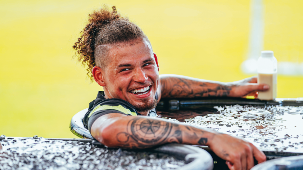 FUN IN THE SUN : Kalvin Phillips cracks a smile