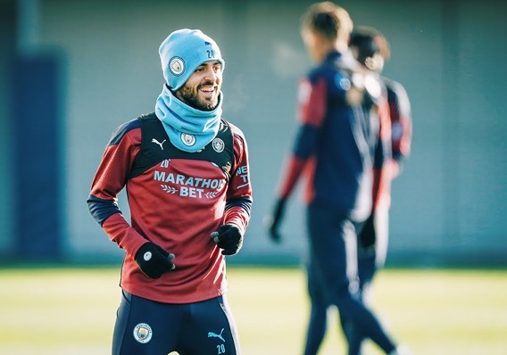Bernardo Silva smiling in training