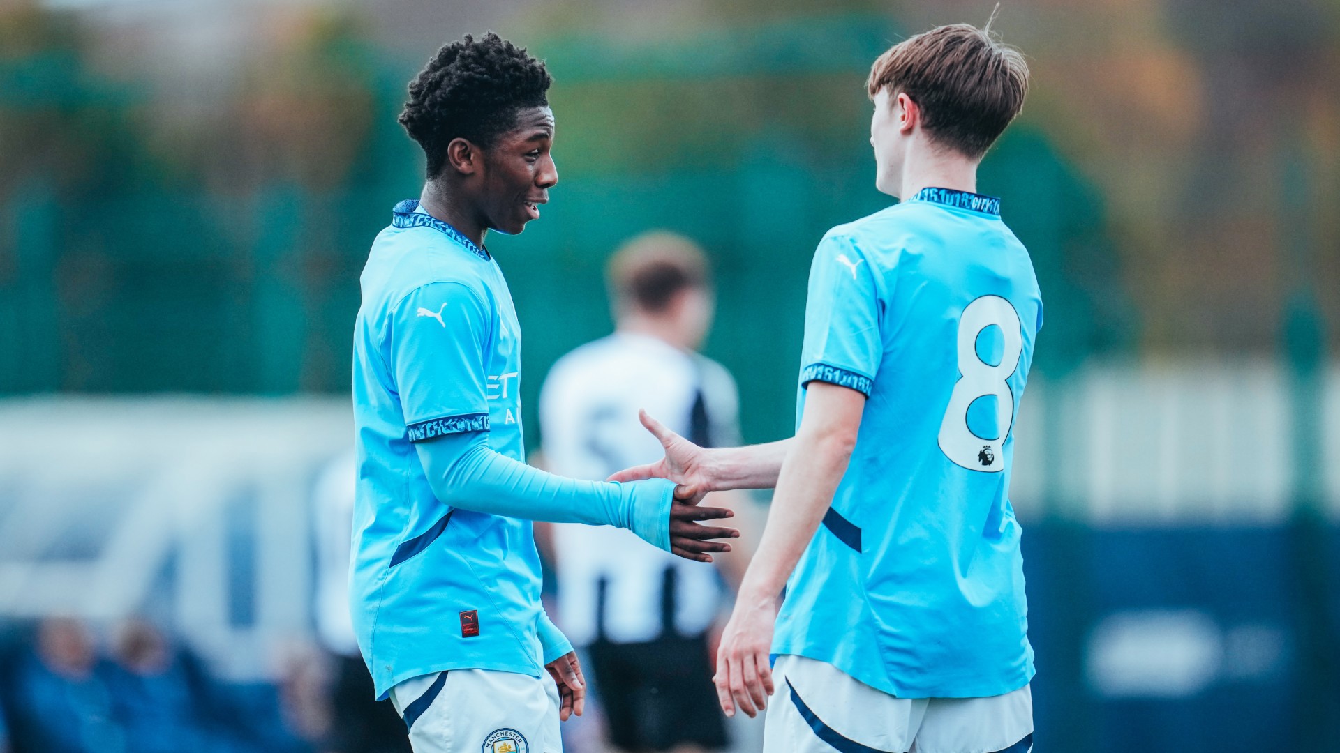 GOALS GALORE : Ryan McAidoo and Finlay Gorman celebrate the latter's goal.