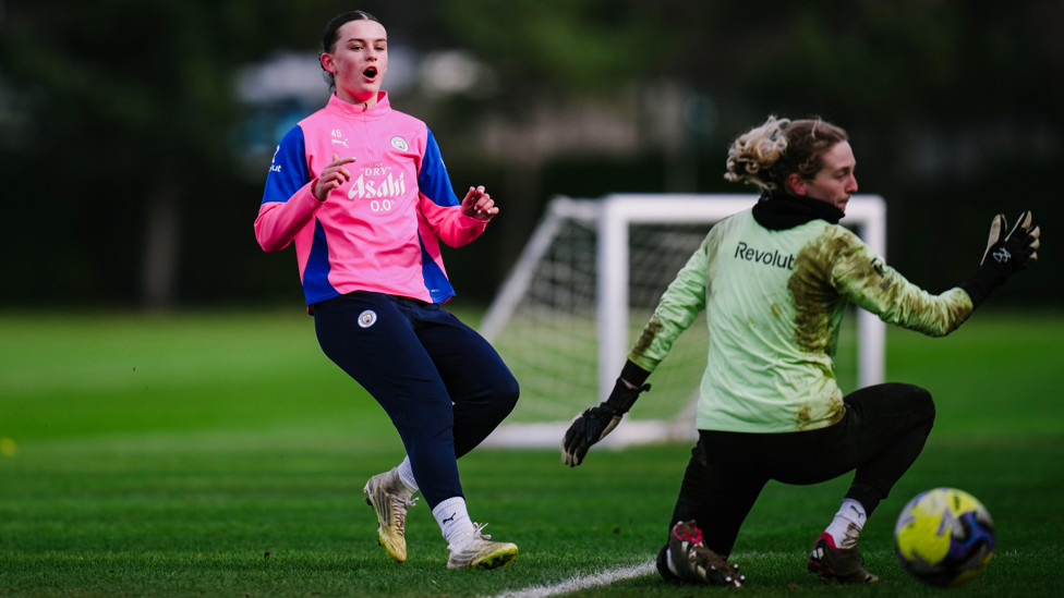 SHE SHOOTS  : And then fires at goal! 