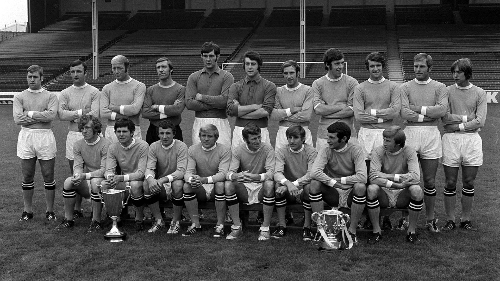 DREAM MACHINE: Tommy and City proudly display the European Cup Winners' Cup and League Cup back in 1970