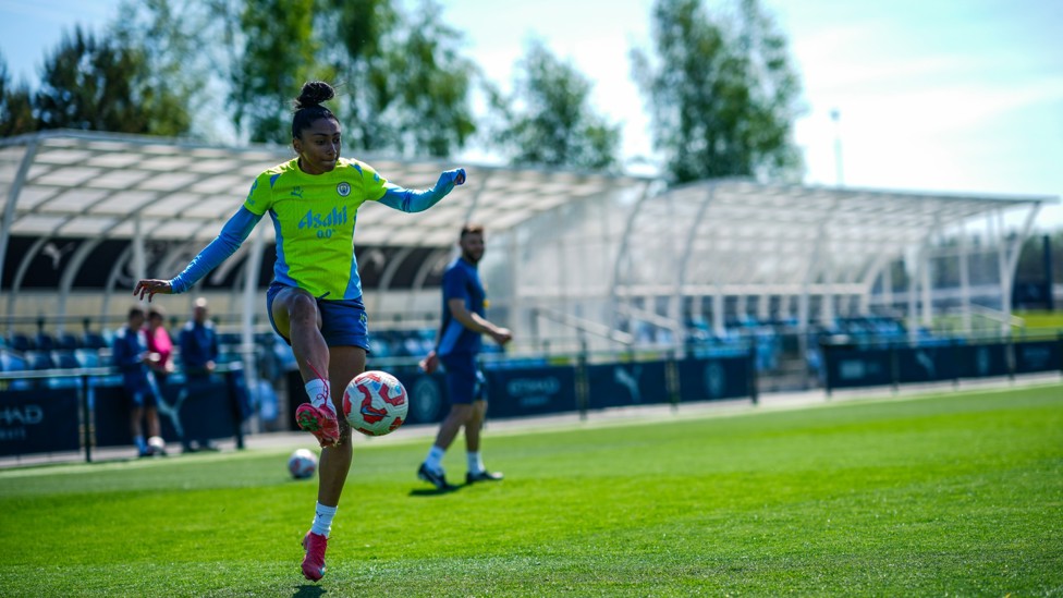 IN CONTROL : Kerolin Nicoli brings the ball down