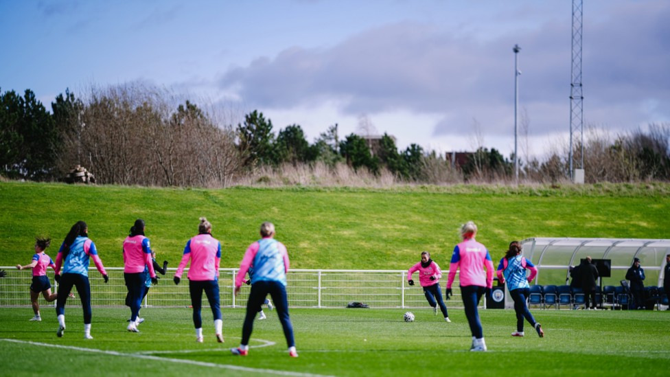 SCENE SETTER: The City squad are framed by the CFA backdrop.