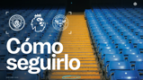 A graphic for the Manchester City vs. Brentford match in the Premier League. Date: Saturday, 9 May 2026. Start time: 17:30 (UK). Background shows blue stadium seats and stairs.