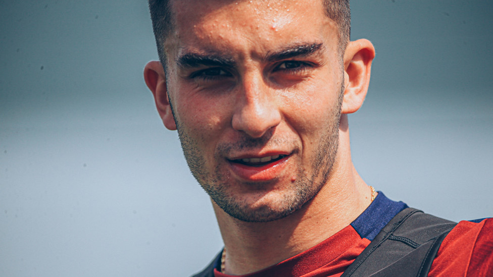 WING WIZARD: Ferran Torres takes a quick breather during Tuesday's session