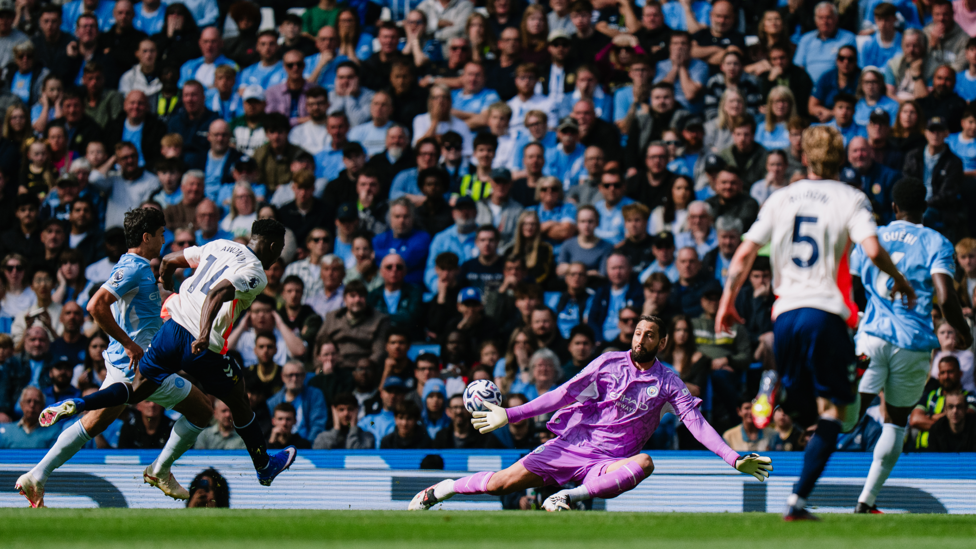 EARLY SCARE : Awoniyi strikes wide for the visitors.