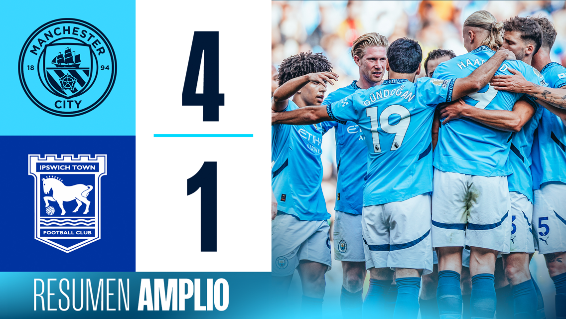 City 4-1 Ipswich Town: resumen amplio
