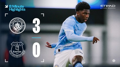 Image showing Manchester City vs Everton match score with Manchester City winning 3-0, featuring a player in action on the field.