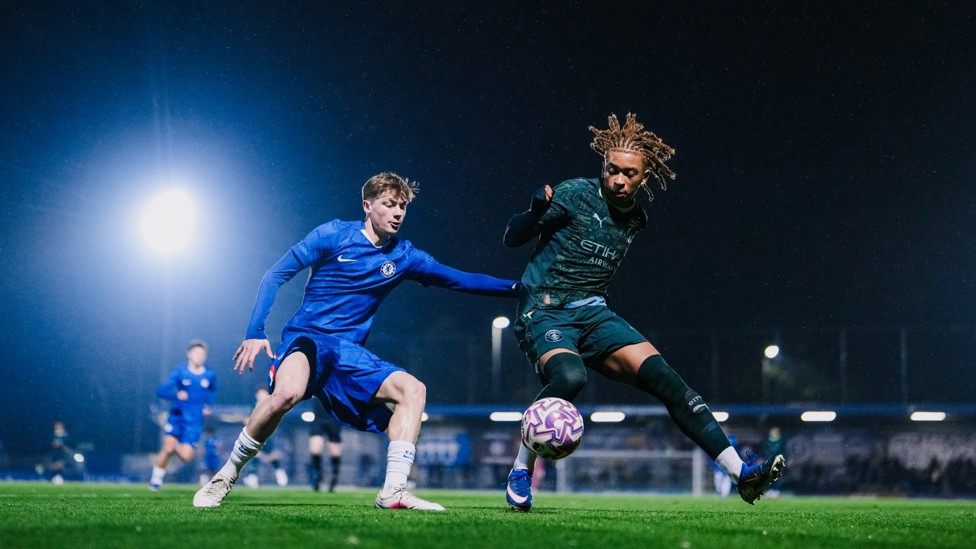 PUSHING FORWARD : Tyrone Samba helps City push for the first goal. 