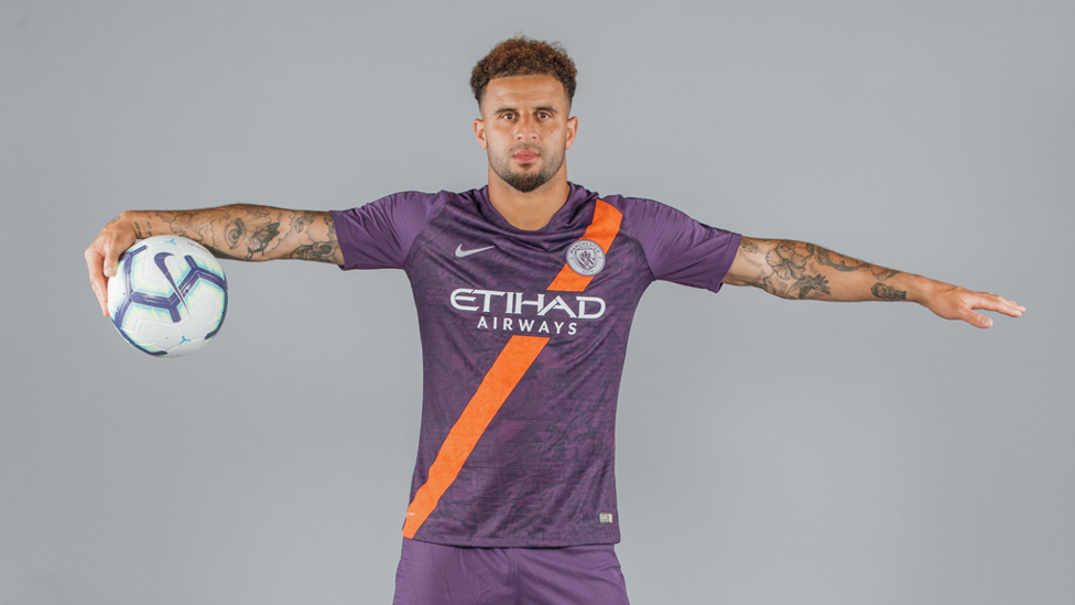 WALK THIS WAY... Kyle Walker looks more than at home wearing City's new third strip