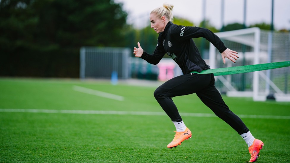AT FULL STRETCH: Alex Greenwood goes the extra mile.