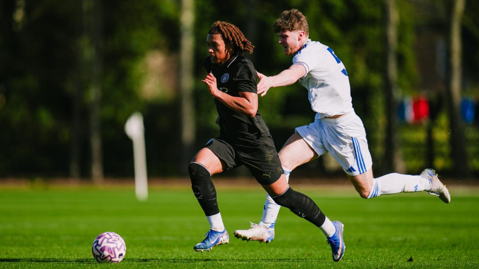 SAMBA SCORES : Tyrone carries the ball forward before firing City in front.