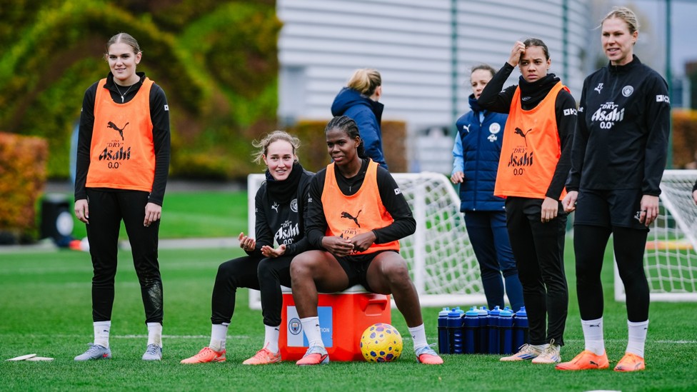 WATCHING ON: Gracie Prior, Sydney Lohmann, Bunny Shaw, Iman Beney and Rebecca Knaak wait for the next drill