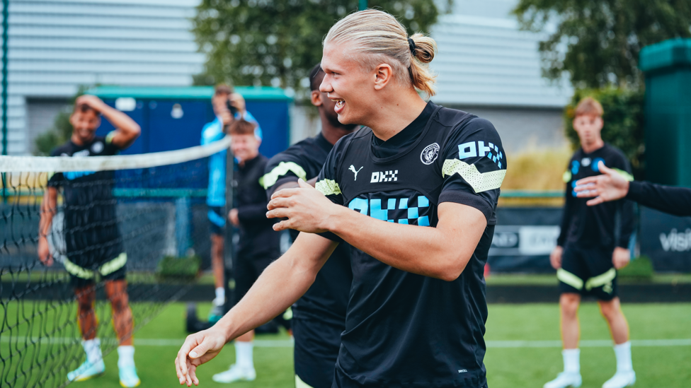 FRONT FOOT : Erling Haaland enjoyed Thursday's session!