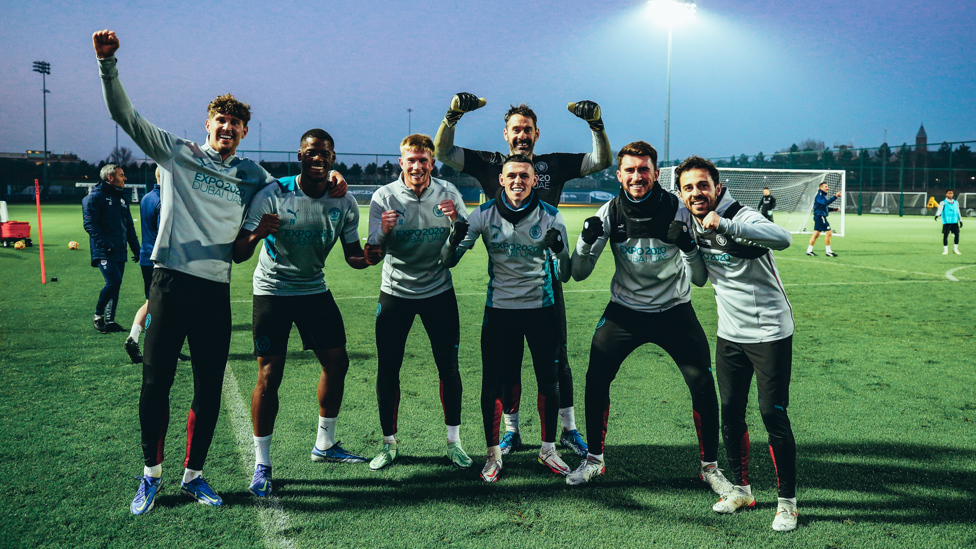 CITY CELEBRATIONS : The lads are raring to go on Sunday!