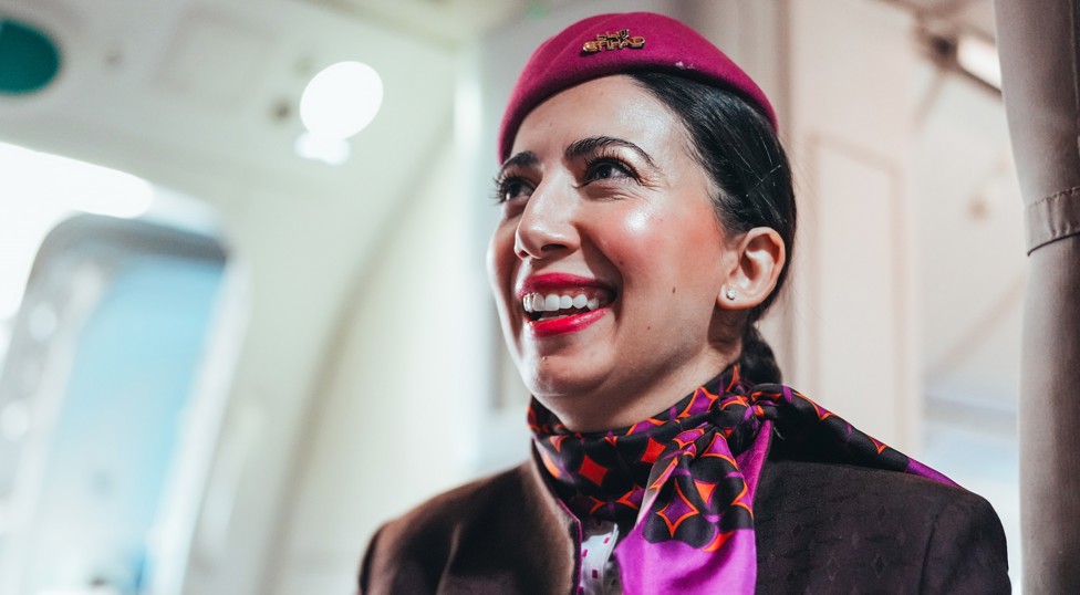 Etihad air hostess on standby...