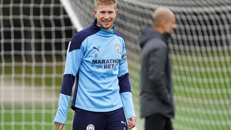 ALL SMILES: Kevin De Bruyne was in upbeat mood as he made a welcome return to training