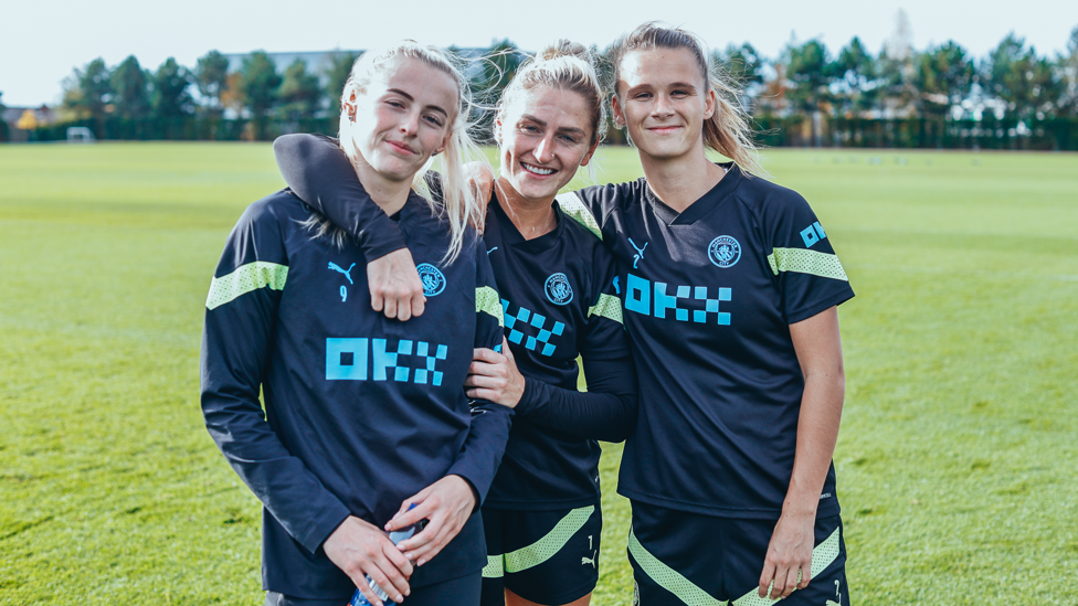JOB DONE : Chloe Kelly, Laura Coombs and Kerstin Casparij at the end of training.