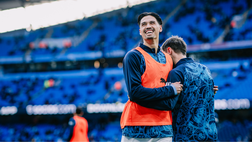 ALL SMILES : Good vibes from Reijnders as kick-off approaches.
