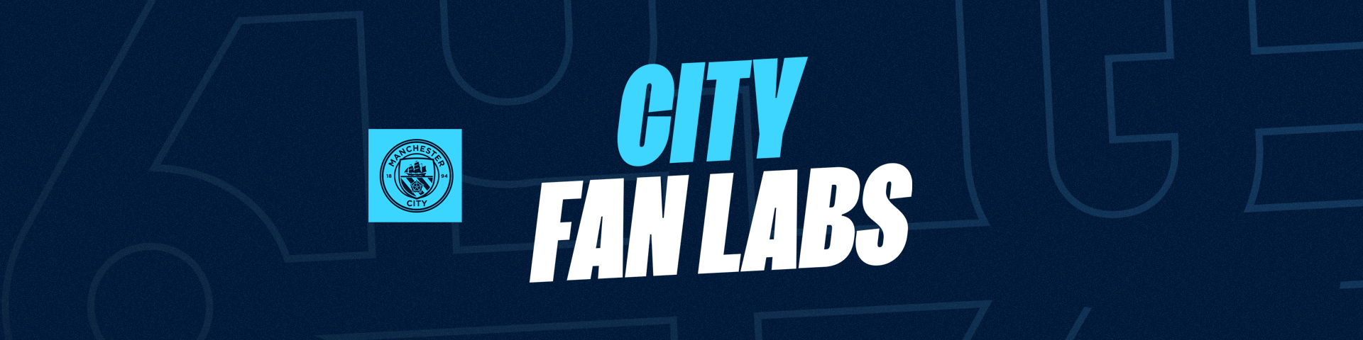 A digital image with Manchester City logo alongside the text 'CITY FAN LABS'