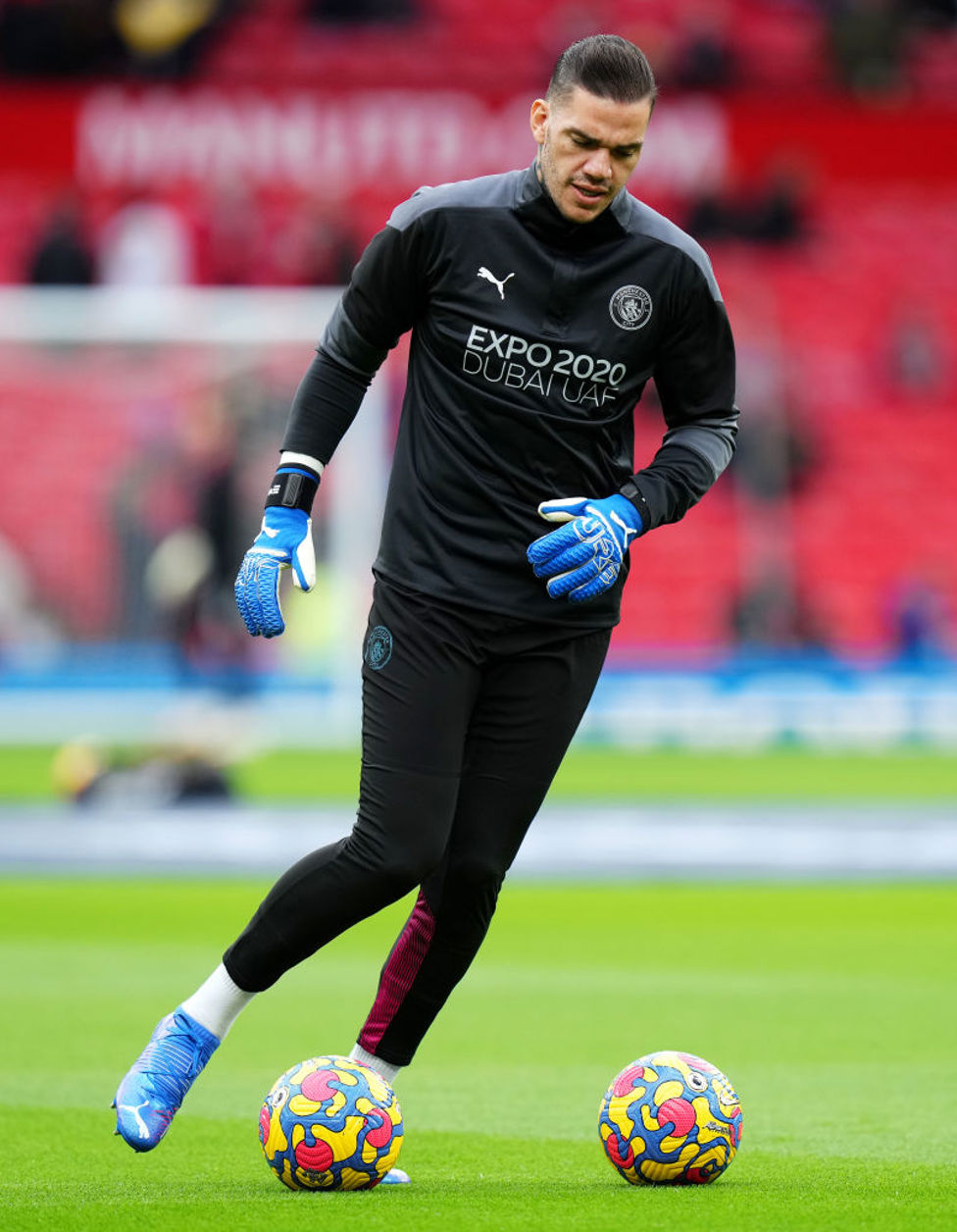 STEADY EDDIE : Our shot-stopper gets in the mood during the warm up.