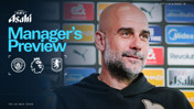 Promotional image for a Manchester City manager's preview featuring logos of Manchester City and Aston Villa, dated Friday, May 22, 2026.