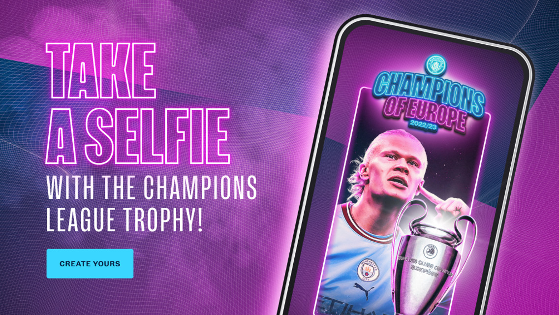 Create your own celebration selfie with the Champions League trophy