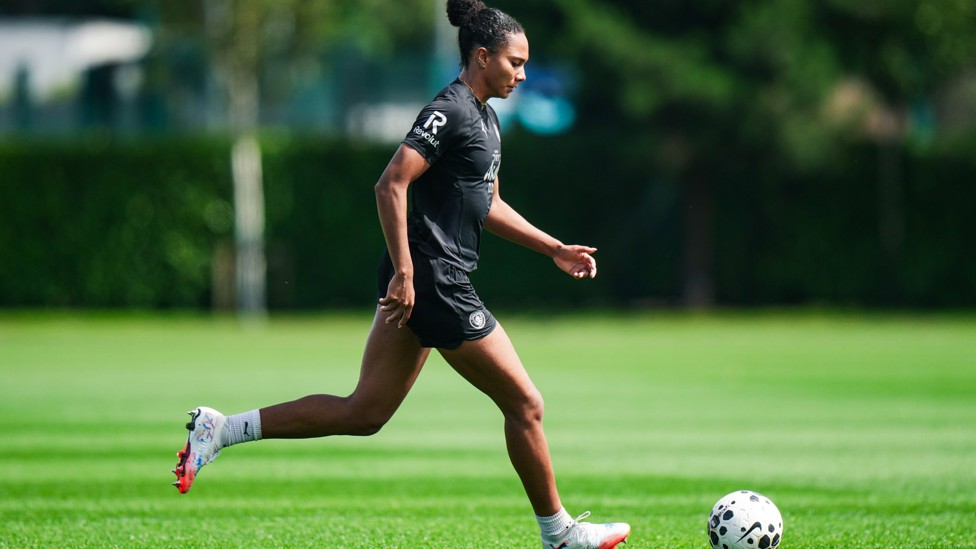 WORKING HARD : Jade Rose on the ball. 