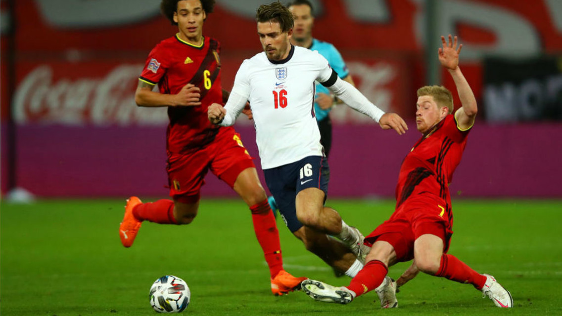 Sterling absent with injury as De Bruyne's Belgium down England
