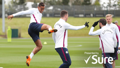 TRAINING: Watch the lads limber up for Yaya's farewell against Brighton 