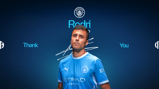 Image featuring a Manchester City player in a blue kit with 'Rodri' and 'Thank You' text.