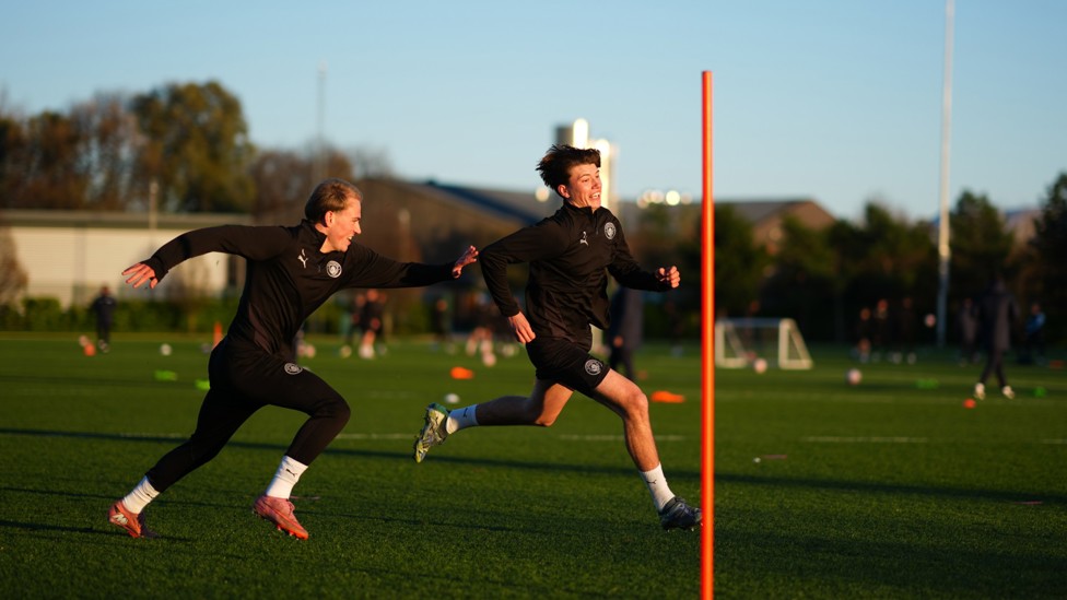 TAG, YOU'RE IT : Oliver Tevenan chases Charlie Courtman.