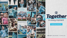 Collage of people and football players from Manchester City with text 'Together in every moment'. There's a call to action to secure season tickets for 26/27.