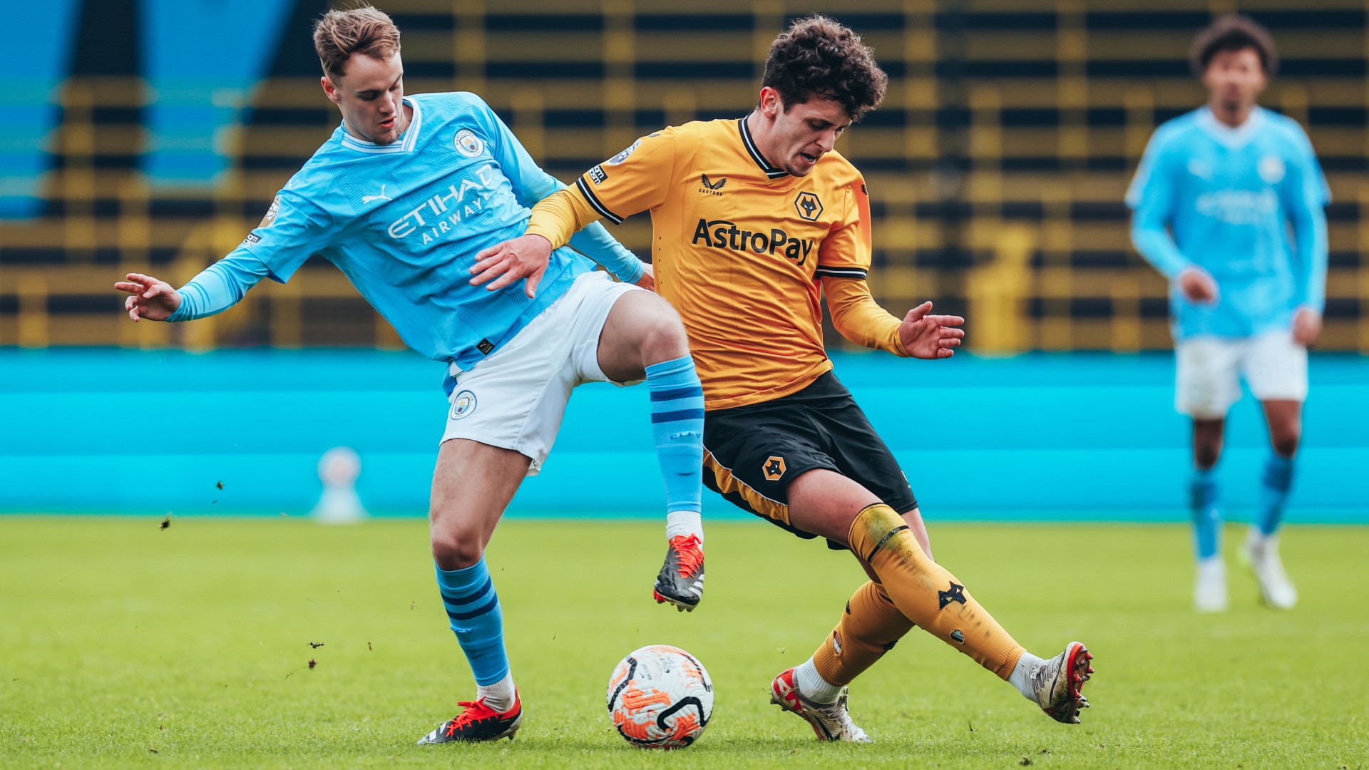 SUPER SUB : Josh Adam regains possession before scoring City's second.