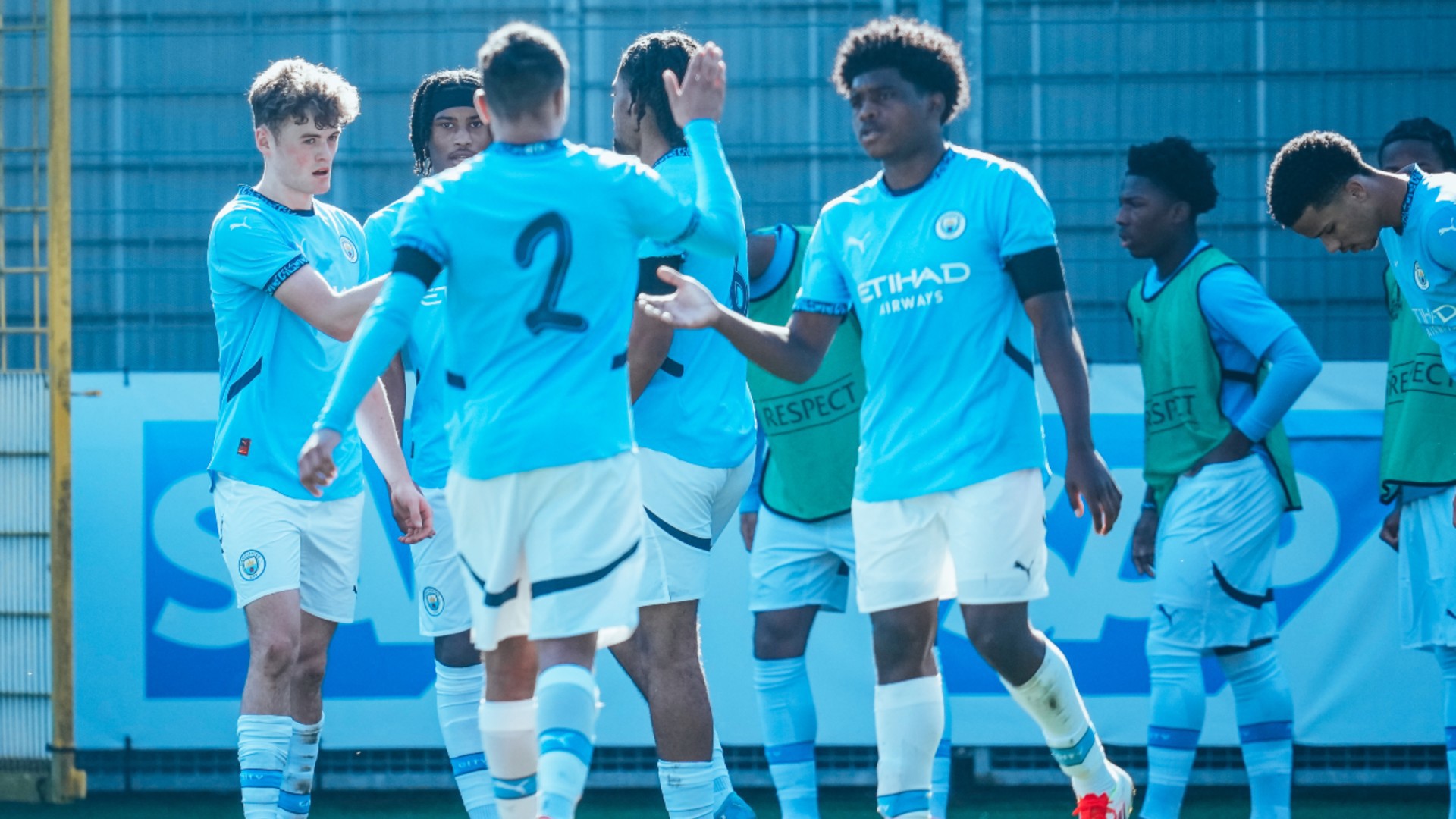 TAKING THE LEAD : Matty Warhurst and the team celebrate our first of the afternoon.
