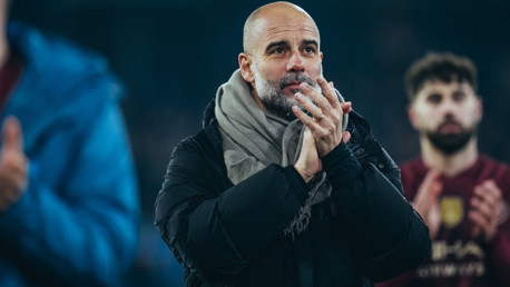 THE BOSS: Applauds the travelling fans.