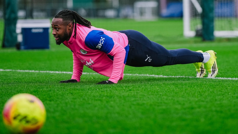 PRESSING ON : Antoine Semenyo in the press up position