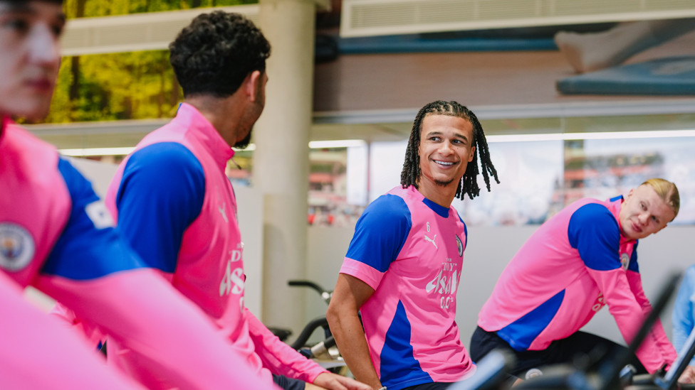 RIDING HIGH  : Putting in the work after our Galatasaray victory.