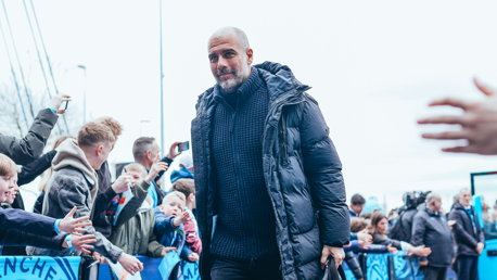 THE BOSS: Leading from the front upon arrival at the stadium.