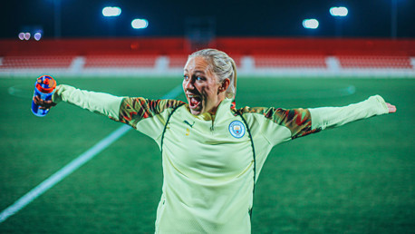 AT ARMS LENGTH: Pauline Bremer looks in relaxed mode ahead of the big game