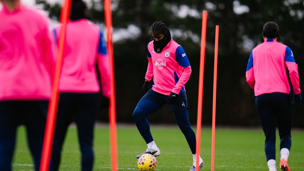 LIMBERING UP : Bunny Shaw brings the ball under control