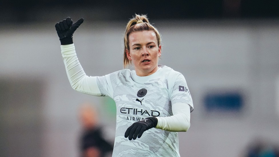 THUMBS UP  : Lauren Hemp soaks in the Joie Stadium atmosphere. 