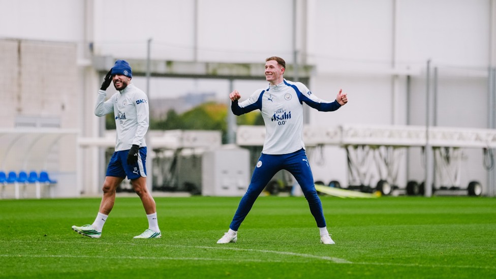 TWO'S COMPANY: Elliot Anderson and Rayan Cherki had that Friday feeling!