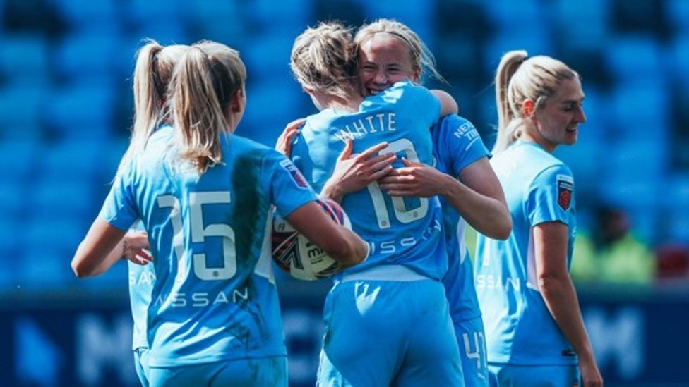 CLINICAL The Norwegian bags her first goal for City in a 4-0 win over Leicester in April 2022.  